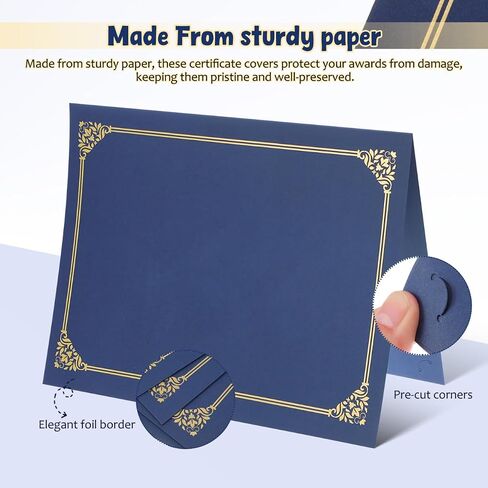 Lurrose 30pcs Certificate Holders: Diploma Holder - Diploma Cover with Gold Foil Border for Letter Size 8.5x11 Cardstock Document Papers in Saudi Arabia