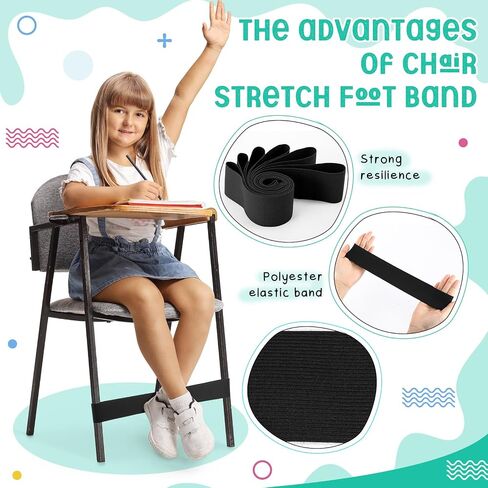 Honoson 12 Pcs Chair Bands for Kids with Fidgety Feet Stretchy Resistance Latex Fidget Chair Bands Flexible Seating for Classroom Home Sensory Room ADHD SPD Autism Tools 0.6mm (Black) in Saudi Arabia