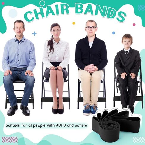 Honoson 12 Pcs Chair Bands for Kids with Fidgety Feet Stretchy Resistance Latex Fidget Chair Bands Flexible Seating for Classroom Home Sensory Room ADHD SPD Autism Tools 0.6mm (Black) in Saudi Arabia