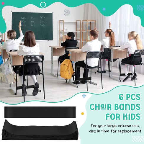 Honoson 12 Pcs Chair Bands for Kids with Fidgety Feet Stretchy Resistance Latex Fidget Chair Bands Flexible Seating for Classroom Home Sensory Room ADHD SPD Autism Tools 0.6mm (Black) in Saudi Arabia