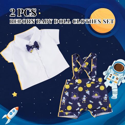 BABESIDE 2 PCS Reborn Baby Dolls Clothes for 17-22 Inch Dolls, Babys Doll's Outfit Accessories with Astronaut Pattern fit Newborn Baby Doll Girl Boy (Doll Not Included) in Saudi Arabia