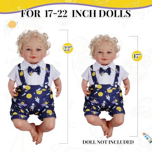 BABESIDE 2 PCS Reborn Baby Dolls Clothes for 17-22 Inch Dolls, Babys Doll's Outfit Accessories with Astronaut Pattern fit Newborn Baby Doll Girl Boy (Doll Not Included) in Saudi Arabia