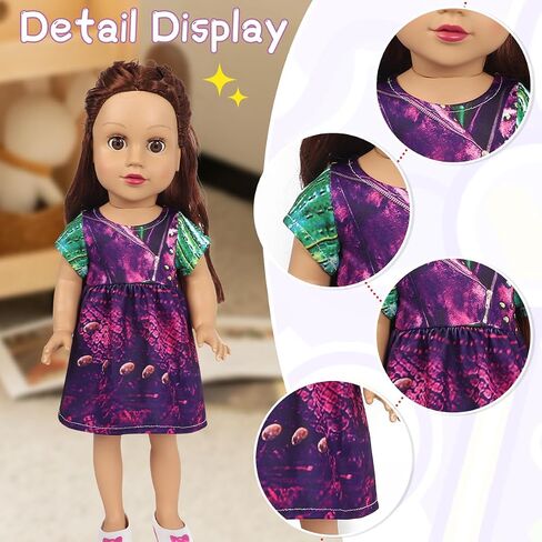 Benylion Doll Clothes for 18 inch Dolls Princess Costume Dress for 18 Inch Doll Accessories Include Pirate,Descendants Evie and Mal Fits All 18 inch Girl Dolls in Kuwait