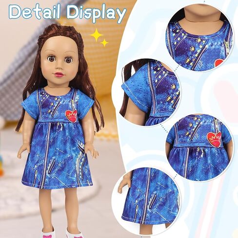 Benylion Doll Clothes for 18 inch Dolls Princess Costume Dress for 18 Inch Doll Accessories Include Pirate,Descendants Evie and Mal Fits All 18 inch Girl Dolls in Kuwait