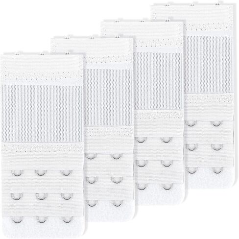 4 Packs Women's Bra Extender 3 Hooks Stretchy Bra Strap Extension Soft and Comfortable Lady's Bra Extender Band (Black/Skin Color/White/Apricot) in Kuwait