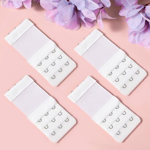 4 Packs Women's Bra Extender 3 Hooks Stretchy Bra Strap Extension Soft and Comfortable Lady's Bra Extender Band (Black/Skin Color/White/Apricot) in Kuwait