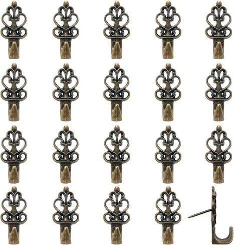 شماعات دبوس دفع ， 20 pcs zinc alloy pin hooks صورة معلقة الأظافر لمكتب المنزل النسيج الحائط الخشبي (البرونز) in Kuwait