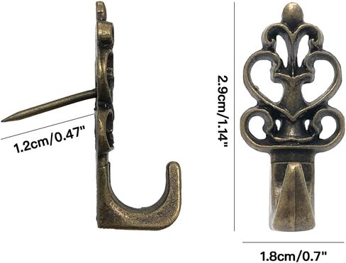 شماعات دبوس دفع ， 20 pcs zinc alloy pin hooks صورة معلقة الأظافر لمكتب المنزل النسيج الحائط الخشبي (البرونز) in Kuwait