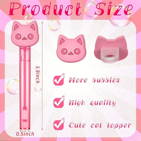Leitee 36 Pieces Cartoon Cat Bubble Wands Happy Cat Party Favors Mini Bubble Wands 6 Styles for Pet Themed Birthday Decor Party Goodie Bag Filler in Saudi Arabia