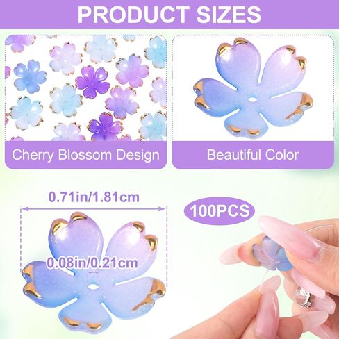 100Pcs Colorful Cherry Blossom Beads, 5-Petal Acrylic Flower Beads, Mini Spacer Beads Hair Charms Halloween Christmas for Bracelets Earring Jewelry Making in Saudi Arabia