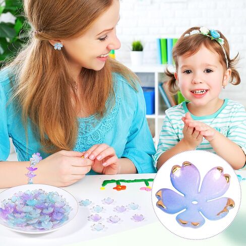 100Pcs Colorful Cherry Blossom Beads, 5-Petal Acrylic Flower Beads, Mini Spacer Beads Hair Charms Halloween Christmas for Bracelets Earring Jewelry Making in Saudi Arabia
