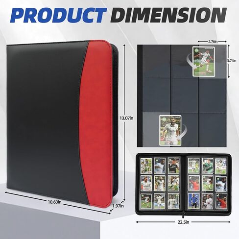 Card Binder 9 Pocket ، حامل بطاقة مزدوج على الوجهين لـ 540 بطاقة ، ومجلات بطاقات التداول المقاومة للماء لـ MTG ، و TCG ، وبطاقات اللعبة وبطاقات الرياضة (أحمر) in Saudi Arabia
