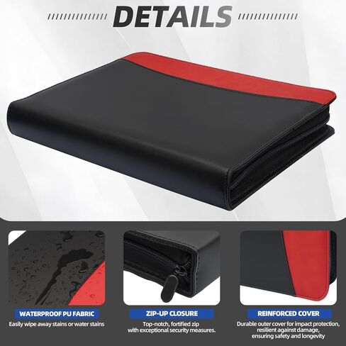 Card Binder 9 Pocket ، حامل بطاقة مزدوج على الوجهين لـ 540 بطاقة ، ومجلات بطاقات التداول المقاومة للماء لـ MTG ، و TCG ، وبطاقات اللعبة وبطاقات الرياضة (أحمر) in Saudi Arabia