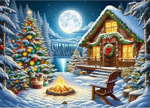 Christmas House Diamond Painting Kits for Adults, DIY Cartoon Candy House Full Round Diamond Art Kits for Adults Beginners, Winter Gem Art Painting Craft Kit for Home Wall Decor 14 X 14 Inch in Kuwait