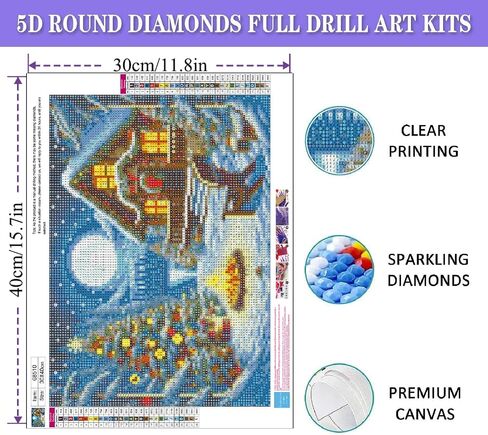 Christmas House Diamond Painting Kits for Adults, DIY Cartoon Candy House Full Round Diamond Art Kits for Adults Beginners, Winter Gem Art Painting Craft Kit for Home Wall Decor 14 X 14 Inch in Kuwait
