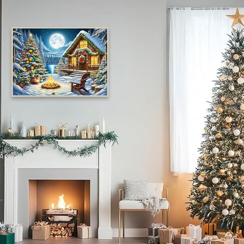 Christmas House Diamond Painting Kits for Adults, DIY Cartoon Candy House Full Round Diamond Art Kits for Adults Beginners, Winter Gem Art Painting Craft Kit for Home Wall Decor 14 X 14 Inch in Kuwait