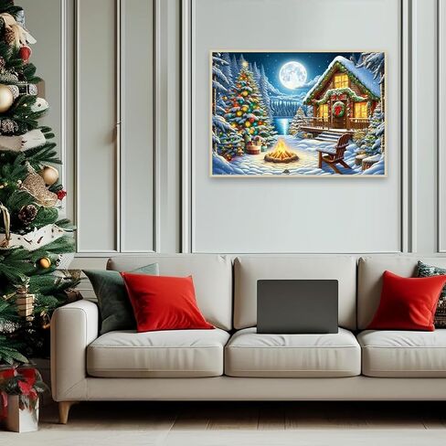 Christmas House Diamond Painting Kits for Adults, DIY Cartoon Candy House Full Round Diamond Art Kits for Adults Beginners, Winter Gem Art Painting Craft Kit for Home Wall Decor 14 X 14 Inch in Kuwait