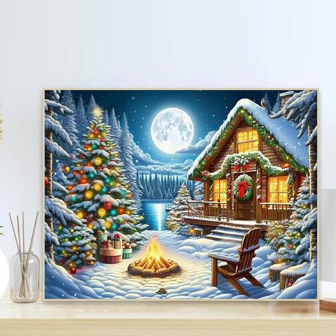 Christmas House Diamond Painting Kits for Adults, DIY Cartoon Candy House Full Round Diamond Art Kits for Adults Beginners, Winter Gem Art Painting Craft Kit for Home Wall Decor 14 X 14 Inch in Kuwait