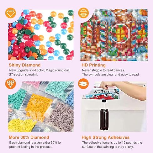 Christmas House Diamond Painting Kits for Adults, DIY Cartoon Candy House Full Round Diamond Art Kits for Adults Beginners, Winter Gem Art Painting Craft Kit for Home Wall Decor 14 X 14 Inch in Kuwait