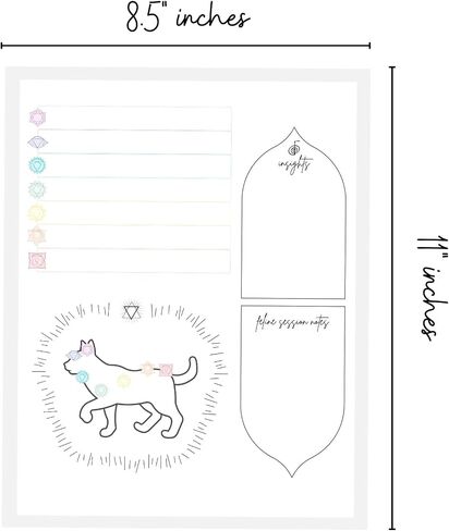 Pet Reiki Distance Session Cards Feline Cat | 50 Pack | 8.5x11" inches Standard Paper Size | Canine Notes | White with Cat Design in Saudi Arabia