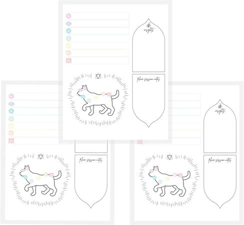 Pet Reiki Distance Session Cards Feline Cat | 50 Pack | 8.5x11" inches Standard Paper Size | Canine Notes | White with Cat Design in Saudi Arabia