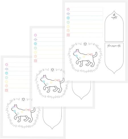 Pet Reiki Distance Session Cards Feline Cat | 50 Pack | 8.5x11" inches Standard Paper Size | Canine Notes | White with Cat Design in Saudi Arabia