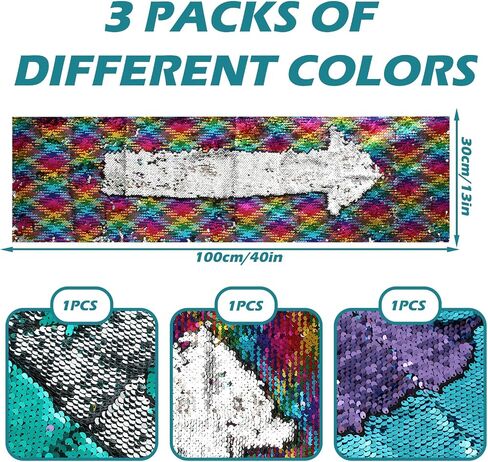 3Pcs Sensory Wall Sequin Flip Fabric Reversible Sparkly Sequin Fabric 40 x 13 Inch Wall Panel Room Decoration for Autism Classroom Playroom Bedroom in Saudi Arabia