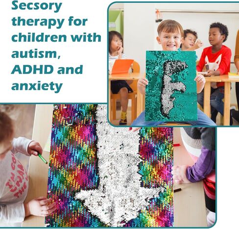 3Pcs Sensory Wall Sequin Flip Fabric Reversible Sparkly Sequin Fabric 40 x 13 Inch Wall Panel Room Decoration for Autism Classroom Playroom Bedroom in Saudi Arabia