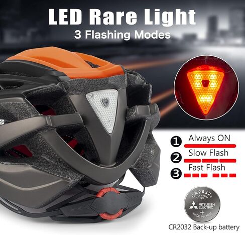 خوذة دراجة، خوذة دراجة أساسية مع ضوء خلفي ونظارات مغناطيسية قابلة للفصل، خوذة ركوب الدراجات خفيفة الوزن قابلة للتعديل للبالغين من الرجال والنساء والجبال والطرق (BC-069) in Kuwait