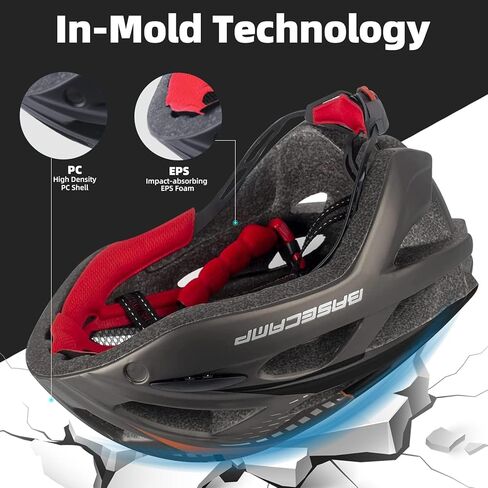 خوذة دراجة، خوذة دراجة أساسية مع ضوء خلفي ونظارات مغناطيسية قابلة للفصل، خوذة ركوب الدراجات خفيفة الوزن قابلة للتعديل للبالغين من الرجال والنساء والجبال والطرق (BC-069) in Kuwait