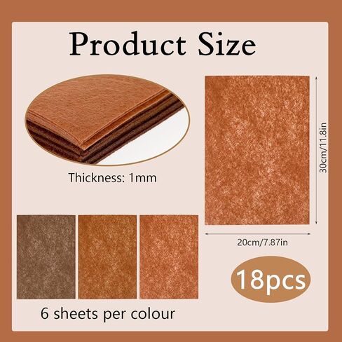 Lusofie Brown Felt Sheets - 18 PCS Love Love for Crafts & DIY - 3 ألوان ، 11.81 × 7.87 بوصة in Saudi Arabia
