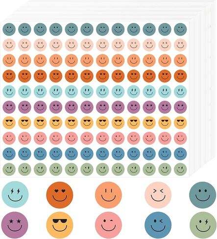 Anwyll 6000Pcs Smiley Face Stickers - 3/8'' Holographic Happy Face Stickers Cute Reward Sticker for Kids Classroom Self Adhesive Positive Incentive Sticker for Teacher Calendar One Happy Dude Birthday in Saudi Arabia