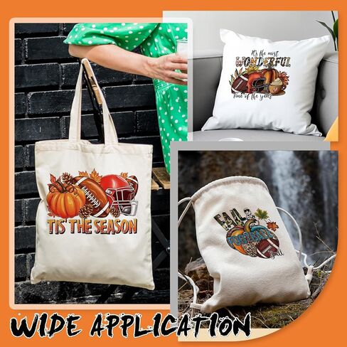 Fall Football Iron on Transfers - 24 Sheets DTF Ready to Press Heat Patches Vinyl Designs Pumpkin Stickers Decals for T Shirts Clothes Hoodies Bag Appliques DIY Crafts Decorations in Saudi Arabia