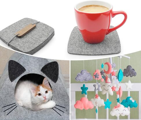 8"x12" Felt Sheets for Crafts, 9 PCS Thin Sewing Fabric Felt Sheets Black+White+Gray Felt Craft Sheets Stiff Felt Paper Non-Woven Felt Fabric Sheets for DIY Art Crafts Sewing Projects Making Supplies in Kuwait