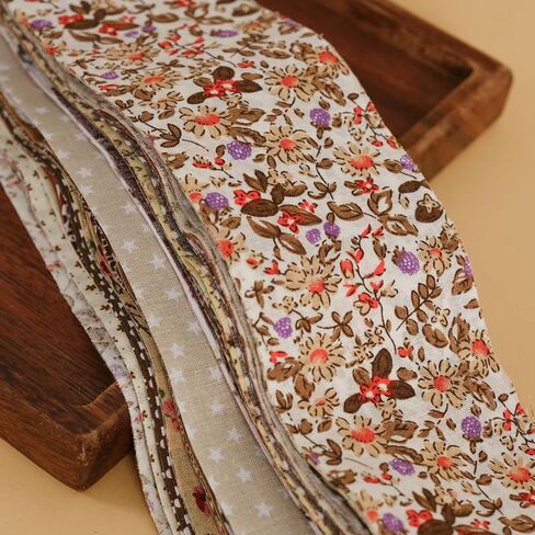 Fantomon Jelly Roll Fabric 40 Strip Strip String Backt Cotton Cotton Strips 2.5 "× 40" في مطبوعات زهرية ومحايدة للخياطة ، بطانية ، سجادة ، خليط (نغمات الأرض الدافئة) in Kuwait