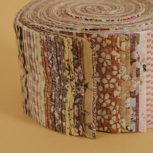 Fantomon Jelly Roll Fabric 40 Strip Strip String Backt Cotton Cotton Strips 2.5 "× 40" في مطبوعات زهرية ومحايدة للخياطة ، بطانية ، سجادة ، خليط (نغمات الأرض الدافئة) in Kuwait
