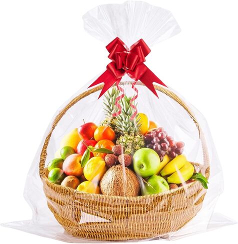 Homrelaxy 22 PCS 24 × 30 بوصة أكياس السيلوفان لسلال الهدايا ، وأكياس سلة بلاستيكية واضحة ، وملف السيلوفان لسلال الهدايا لعيد الميلاد ، والزفاف ، عيد الشكر in Kuwait