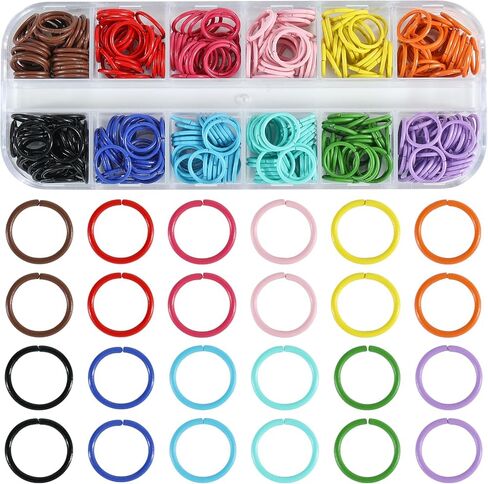 540Pcs 8mm Colored Iron Jump Rings for Jewelry Making Chainmail Rings for Keychain Necklaces Bracelet Earring Crafts DIY in Saudi Arabia