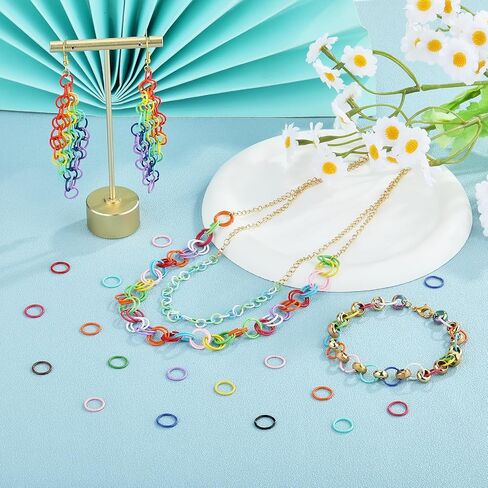540Pcs 8mm Colored Iron Jump Rings for Jewelry Making Chainmail Rings for Keychain Necklaces Bracelet Earring Crafts DIY in Saudi Arabia