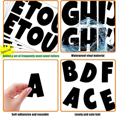 Bemeol 288 PCS Bulletin Board Letters 24 Sheets 2.5 inch inshesive finyl alphabet stickers for poster board classroom decore (Black) in Saudi Arabia
