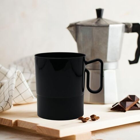 Party Essentials 8-Ounce Hard Plastic Coffee Cup/Tea Mug with Handle, 20-Count, Deluxe White in Kuwait