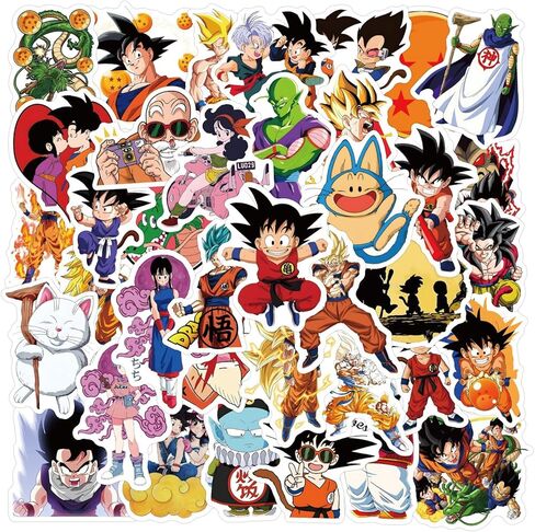 Anime Stickers for Kids, 50pcs Popular Classic Anime Stickers for Kids, Cartoon Children's Dragonball Sticker for Water Bottle,Laptop,Waterproof Vinyl Decals for Teens Girls Boys in Kuwait