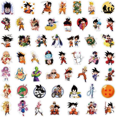 Anime Stickers for Kids, 50pcs Popular Classic Anime Stickers for Kids, Cartoon Children's Dragonball Sticker for Water Bottle,Laptop,Waterproof Vinyl Decals for Teens Girls Boys in Kuwait