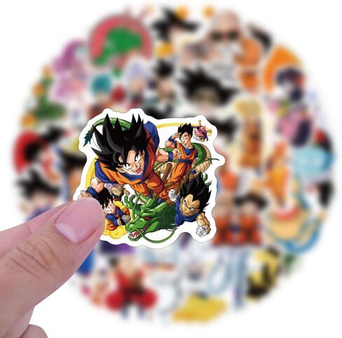 Anime Stickers for Kids, 50pcs Popular Classic Anime Stickers for Kids, Cartoon Children's Dragonball Sticker for Water Bottle,Laptop,Waterproof Vinyl Decals for Teens Girls Boys in Kuwait
