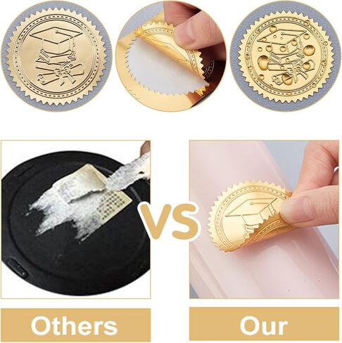 Craspire الموظف من الشهر شهادات Seals ملصقات جوائز الذهب مزجعة رقائق اللصق الذاتي 100pcs 2 "ملصقات الديكور الميدالية لشركة الأظرف الرسمية المكتبية in Kuwait