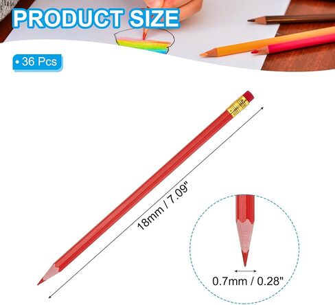 PATIKIL Erasable Colored Pencils, 36 Pcs Oil Color Pencils with Erasers Hexagonal Rod Wooden Colored Pencils for Tests Marking Grading Art Painting, Yellow in Saudi Arabia