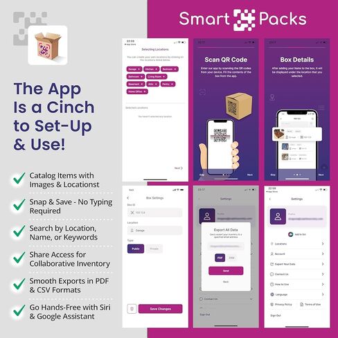 ملصقات QR الملونة SmartPacks - تسميات ذكية متميزة مع تطبيق AI -Power -App | حزمة متقدمة وتتبع الملصقات مع رمز الاستجابة السريعة للمخزون ، التخزين ، التحرك | 64 ملصقات in Saudi Arabia