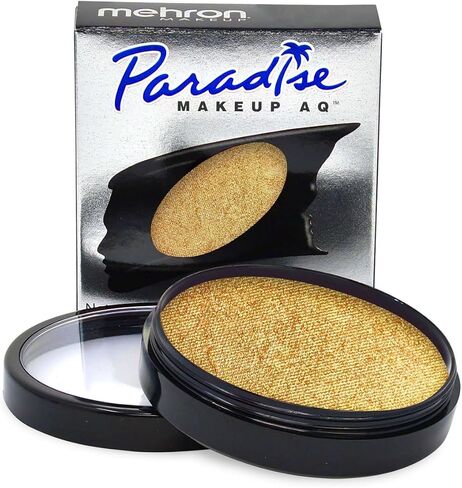 Mehron Makeup Paradise Makeup AQ Pro Size | المرحلة والشاشة ، الطلاء الوجه والجسم ، FX الخاص ، الجمال ، تأثيري ، والهالوين | طلاء الوجه المنشط للوجه والطلاء الجسم 1.4 أوقية (40 جم) (الذهب المعدني) in Saudi Arabia