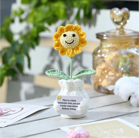 Crochet Sunflower Pot Positive Handmade Knitted Thank You Gift for Teachers, Mentors, Coworkers & Women, Appreciation Gift Emotional Support Potted Plant (This is a Little Reminder) in Saudi Arabia