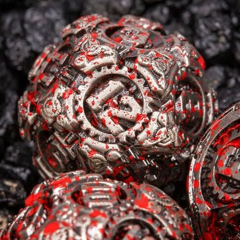 Sage's Portal Artificer's Core Metal DND DICE 7 قطعة من الزهر متعدد السطوح في DND TTRPG و Dragons Pathfinder (Cerulean) in Kuwait